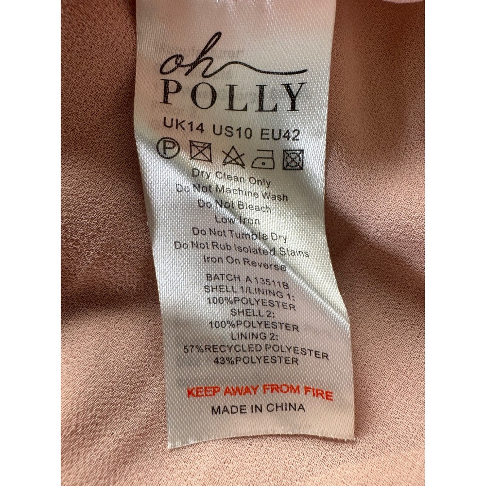 Oh Polly Pink Floral Embroidered Corset Mini Dress Tiered Ruffle Skirt US 10 NWT - Picture 9 of 11